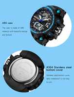 VVS Jam Tangan Digital Olahraga Pria Tampilan Ganda LED Waktu Dunia 50M Jam Tangan Chronograph Alarm Bercahaya Tahan Air Tahan Benturan