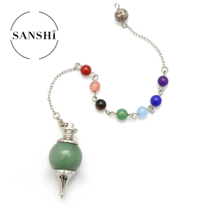 <span class=keywords><strong>Pendule</strong></span> en pierre précieuse sphérique 7 Chakra, pierre de guérison en cristal naturel, gravé, vente en gros, livraison gratuite - Product Image 1