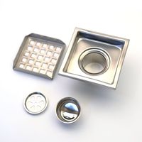 Carré moderne 4x4 réglable en ABS Base piège à eau filtre à noyau attrape-cheveux Anti-odeur Anti-colmatage en acier inoxydable siphon de sol
