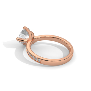 Élégante bague de fiançailles et de fête de style vintage en or rose 10k 14k avec diamants de laboratoire taille ronde et pierres latérales, collection RAAMAA - Product Image 2