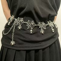 Chaîne de taille en métal gothique Halloween avec crâne et toile d'araignée, style streetwear, marques privées, chaîne de corps en métal Y2K Hip Hop pour femmes