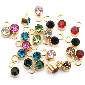 Pendentifs breloques en cristal 4 mm, sertissage clos, en acier inoxydable plaqué or, strass pierre de naissance pour la création de bijoux DIY et accessoires de loisirs créatifs - Product Image 3