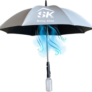 Outdoor Manual Mist Cooling Straight <b>Umbrella</b> with USB Solar Fan Anti-UV Waterproof All-Season Modern Design Gift Set - Product Image 1