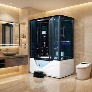 <span class=keywords><strong>Cabina</strong></span> de ducha de <span class=keywords><strong>hidromasaje</strong></span> para sala de vapor de lujo moderna con marco de vidrio templado y aluminio cepillado para uso en apartamentos interiores - Product Image 1