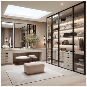 Penderie <span class=keywords><strong>de</strong></span> luxe personnalisée avec charnière <span class=keywords><strong>coulissante</strong></span> <span class=keywords><strong>porte</strong></span> en verre design moderne meubles <span class=keywords><strong>de</strong></span> chambre à coucher <span class=keywords><strong>atelier</strong></span> <span class=keywords><strong>de</strong></span> salon - Product Image 6