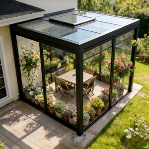 Serre en verre <span class=keywords><strong>solaire</strong></span> avec panneaux <span class=keywords><strong>de</strong></span> toiture en verre trempé et structure en aluminium, gazebo en verre, véranda extérieure - Product Image 4