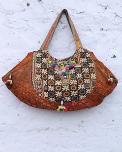 Bolsos de Lona Estilo Boho Banjara Indios para Mujer, con Cierre de Cremallera, Impermeables, Forma Personalizable, Bordado Tribal y Trabajo con Espejos - Product Image 1