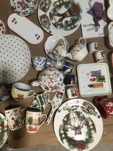 JIUWANG - Lotes <span class=keywords><strong>de</strong></span> Platos Navideños <span class=keywords><strong>de</strong></span> Porcelana Pintados a Mano, con Diseño Floral Mixto, Económicos - Product Image 1