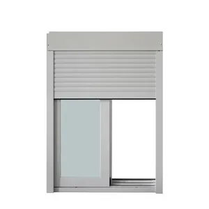 Jendela geser kedap suara aluminium eksterior dengan shutter rol listrik jendela geser kaca Perancis