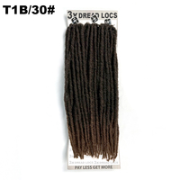 Populaire Lot de 3x Tresses Dreadlocks au Crochet de 18 pouces, 36 mèches/paquet, Dreadlocks Faux Locs Pré-bouclées, Tresses 100% Kanekalon pour Filles Noires