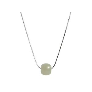 Hetian Jade Ball Necklace Silver Plated Geometric Design For Women Gift Jewelry 10cm Extended Chain - Product Image 5