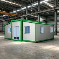 Structure en acier, surface de 6m, mur-rideau en verre de 3m, maison conteneur extensible à double aile, toilettes, ferme, école, appartement