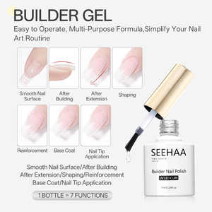 SEEHAA Adhesivo de Gel Translúcido Blanco para Uñas, <span class=keywords><strong>Manicura</strong></span> Semipermanente Estilo Francés para Belleza de Uñas DIY, Lámpara LED, Botella de Fuente de Luz - Product Image 2
