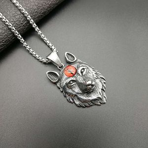Collier Pendentif Rétro Punk en Acier Inoxydable Tête <span class=keywords><strong>de</strong></span> <span class=keywords><strong>Loup</strong></span> Celtique Totem Viking, Style Européen et Américain, Vente Chaude Transfrontalière - Product Image 4