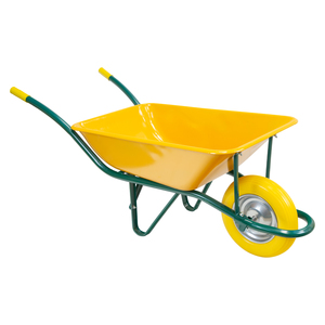 Carretilla de Construcción Metálica Amarilla Desmontada con Rueda Sólida - Product Image 1