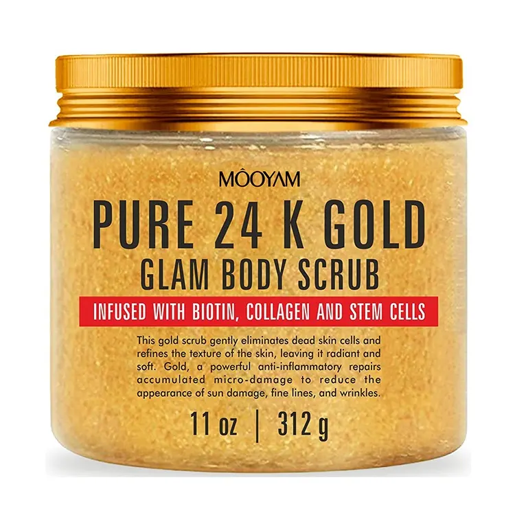 24K Gold Body Scrub Exfoliërende Zout Scrub Huid Acne Cellulitis Littekens Pure 24K Goud Scrub Met Collageen En stamcellen