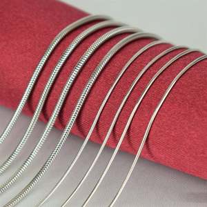 Collar Clásico de Plata de Ley 925 con Cadena de Serpiente <span class=keywords><strong>Omega</strong></span> Redonda - Product Image 4