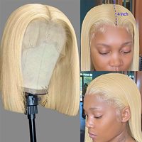Perruque courte bob 613 Lace Front pré-plumée, cheveux humains blonds 613, perruques frontales HD 13x4 pour femmes