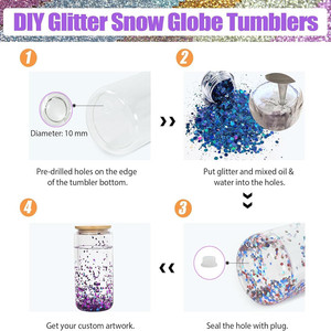 Gobelets à double paroi de 16 oz en forme de boule de neige, cadeau de Noël pour enfants, gobelets en verre pailleté avec couvercles et pailles, mugs à sublimation - Product Image 4