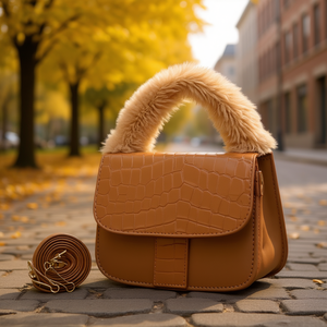Sac bandoulière Fana Camel à poignée unique, style vintage, en cuir véritable, imperméable, motif alligator, pour usage quotidien - Product Image 2