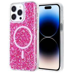 Coque de téléphone KINGSOUL ultra-résistante en TPU+PC, époxy, scintillante, de style luxueux, pour iPhone 15/16 Pro Max avec anneau magnétique - Product Image 1