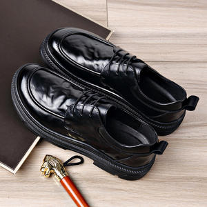 Zapatos casuales de negocios de nuevo estilo con suela gruesa antideslizante, zapatos de oficina negros, zapatos de cuero para hombre, cuero vacuno de primera calidad - Product Image 4