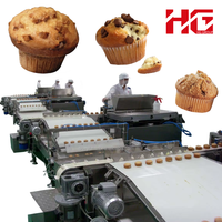 Chine nouvelle condition entièrement automatique Custard Cake Muffin Ligne de production de snacks alimentés au gaz Machines pour boulangerie pour les petites entreprises