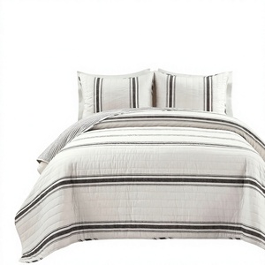 Ensemble de literie en coton rayé, ensemble de couette matelassée, housse de couette respirante pour toutes les saisons, pour la maison, l'hôtel, le mariage - Product Image 4