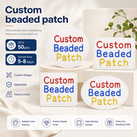 Écussons brodés personnalisés en perles, formes rondes, carrées, ovales, badges en perles de rocaille personnalisés pour vestes, vêtements, sacs, OEM ODM