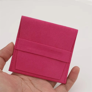 Pochette à bijoux personnalisée rose poudré en microfibre, enveloppe en velours avec rabat, pochette pour collier, bague, boucles d'oreilles, bracelet, SANS logo - Product Image 3