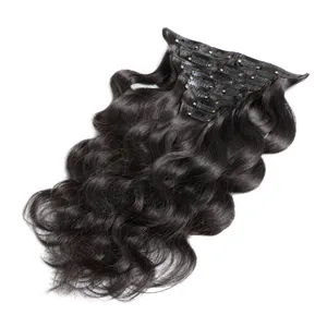 Extensions brésiliennes naturelles, cheveux vierges bruts, body wave, prêt à être expédié, cuticule complète, double trame, clips