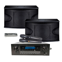 Speaker Pasif 8 inci 200W*2+200W, 2 Mikrofon, dan Remote Control, Sistem Karaoke Amplifier HiFi Metal untuk Rumah