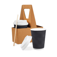 Logo Fait Sur Commande Écologique Kraft À Emporter de Papier Potable Chaude Porte-gobelets Transporteur Pour Le Café