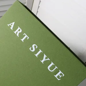 Luxury Designs Custom Logo Book Green Cardboard Gift Box With Ribbon