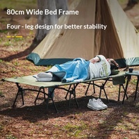 Lit pliant d'extérieur en alliage d'aluminium 7005 élargi de 190 cm, lit de camping portable à double hauteur pour le camping et les pauses