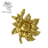 Rosa Dorada de Plástico ABS al por Mayor, 12 Unidades #   Adorno para Ataúd, Estilo Europeo, Accesorios Decorativos para Ataúdes de Adultos
