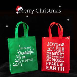ถุงผ้าหิมะสีแดงเขียวแบบใช้ซ้ำได้สำหรับงานปาร์ตี้คริสต์มาส  ถุงของขวัญช้อปปิ้งสำหรับใช้ในชีวิตประจำวัน - Product Image 3
