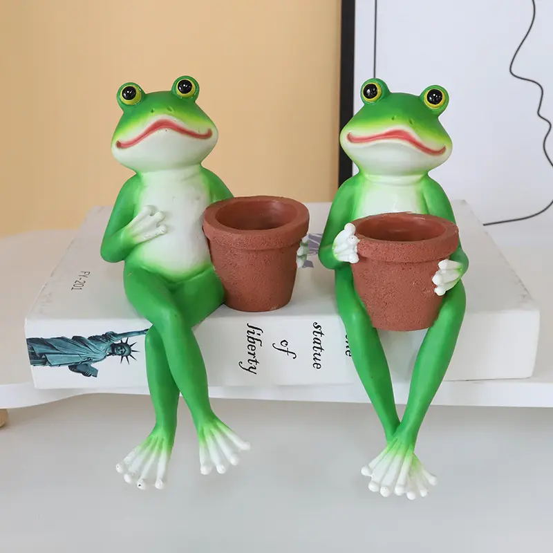 Grenouille Figurines Décor Drôle Artisanat Créatif Résine Grenouille Sculpture Statue pour Bureau À Domicile Bureau Décoration De Table Ornement Cadeau