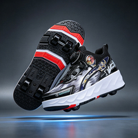 Chaussures à roulettes unisexes pour enfants, 4 roues rétractables, baskets à roulettes pour garçons et filles, avec interrupteur de talon, base de sécurité, chaussures de skate Ruidongle
