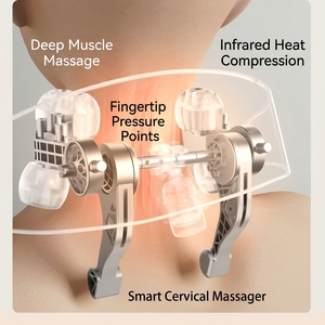 Cuscino Massaggiante Riscaldato con Vibrazione e Compressione, Cuscino Portatile per Massaggio Collo, Spalle e <span class=keywords><strong>Schiena</strong></span> per Relax Quotidiano - Product Image 3