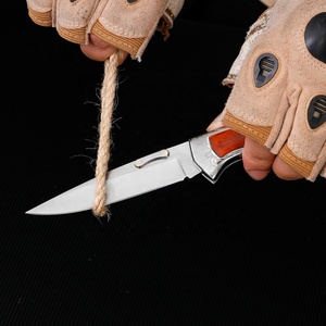 Coltello Tascabile Tattico con Lama in Acciaio Inox 84mm, Manico in Legno, per Campeggio, Sopravvivenza, Caccia, Bushcraft, OEM - Product Image 3