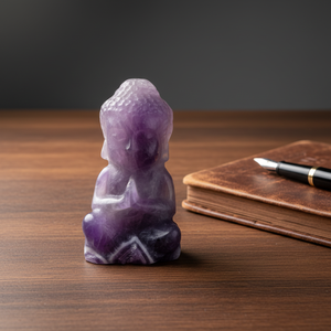 Figura de Buda Bebé Tallada a Mano en Amatista Natural y Cuarzo Rosa, Estatua de Cristal Curativo para Regalo Espiritual, Decoración del Hogar, Venta al Por Mayor - Product Image 1