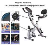 Vélo d'exercice Zeus Shield à contrôle magnétique, pliable, pour entraînement aérobie en intérieur, avec dossier, en acier inoxydable, écran LCD, 150 kg