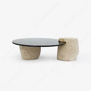 Offre spéciale Table de centre de vie au design français Table basse en pierre naturelle de style nordique Tables de centre en marbre