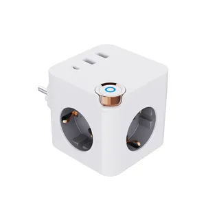 European Standard Factory 2P+T Power Cube Adapter with 2 USB 1 Type C Wall Socket Electrical Multi-base with 3 Outlets