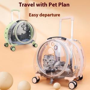Transparent Plastic Pet Dog <b>Cat</b> <b>Backpack</b> Wheels Breathable Trolley Travel Box Airline Approved Fashion <b>Cat</b> Transport Carrier - Product Image 3
