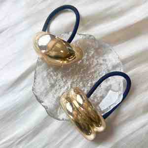 新款优雅简约女性合金发绳心形月亮几何金属弹性发带金色银色欧洲 - Product Image 4