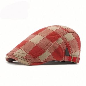 High Quality Men's Fashion Retro Gatsby Plaid Ivy <b>Cap</b> for Men <b>Flat</b> Ivy Herringbone Duckbill Newsboy Beret Ivy Hats - Product Image 4