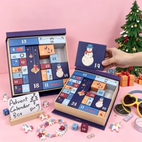 Boîte de calendrier de l'Avent de Noël, boîte cadeau compte à rebours de 24 jours, emballage cadeau vide personnalisé pour les fêtes de Noël
