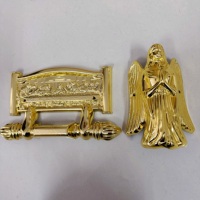 Accessoires et décorations funéraires de style américain en gros : coins de cercueil en plastique en forme d'ange, couleur argent et or